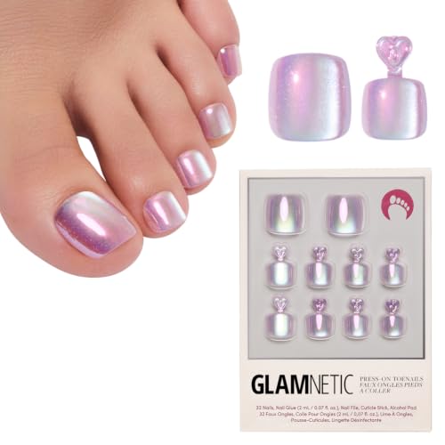 Glamnetic Pearlescent Purple Velvet Press On Toenails - 32 Count