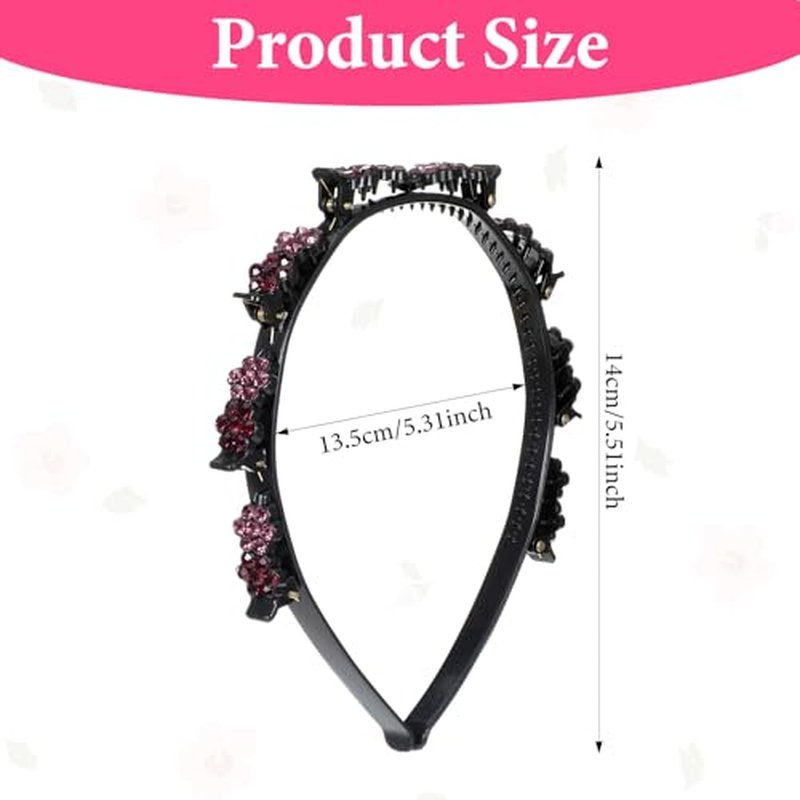 Mabor 2-Pack Crystal Flower Headbands with Clips for Bangs