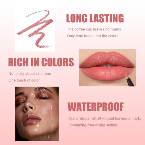 8-Piece Gel Lip Liner Set - Matte, Waterproof, 24HR Wear