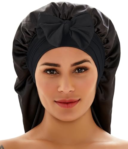 Wzl Wlg Satin Bonnet 2 Pack for Long Hair Sleep Cap Anti-Slip Night Hair Wrap