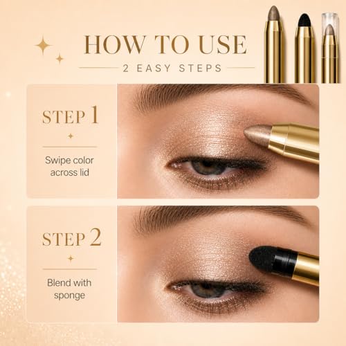 Dual-Ended Waterproof Shimmer Eyeshadow Stick with Blender