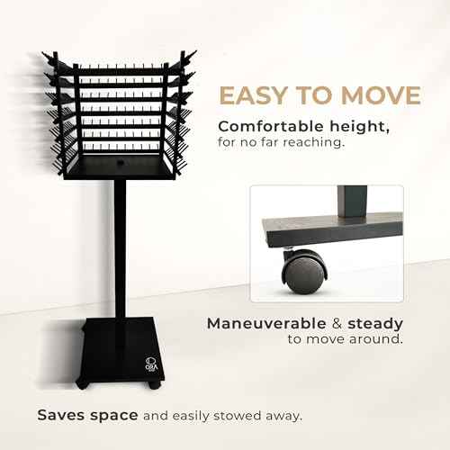 Braiding Hair Rack, Hair Extension Holder, Hair Braiding Tools, Hair Product Organizer, Wooden 3-Sided Rack Stand, Large Capacity (210 pegs)