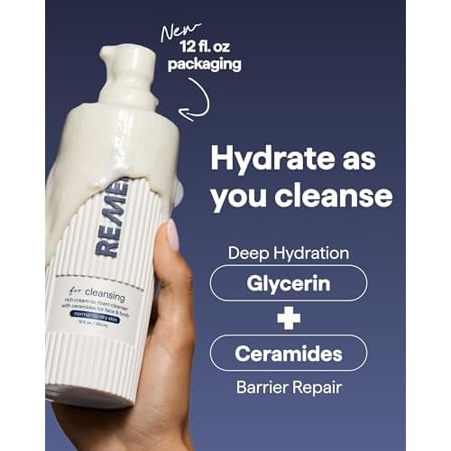 Remedy for Rich Cream Cleansing | Cream-to-Foam Face Wash with Ceramides, Glycerin and Panthenol | Hydrating Cleanser for Normal to Dry Skin | By Dermatologist Dr. Shah, 12 fl. Oz