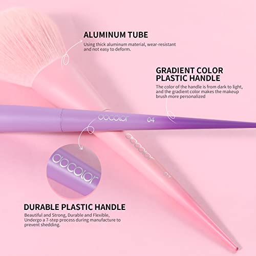 Docolor 17Pcs Colourful Makeup Brush Set + 3 Pcs Pea Pod Makeup Sponge, Premium Synthetic Kabuki Foundation Blending Rainbow Professional Make Up Brush Tool
