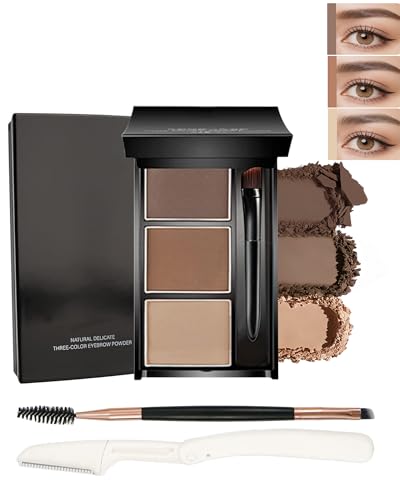 3-Color Eyebrow Powder Kit with Brush & Razor