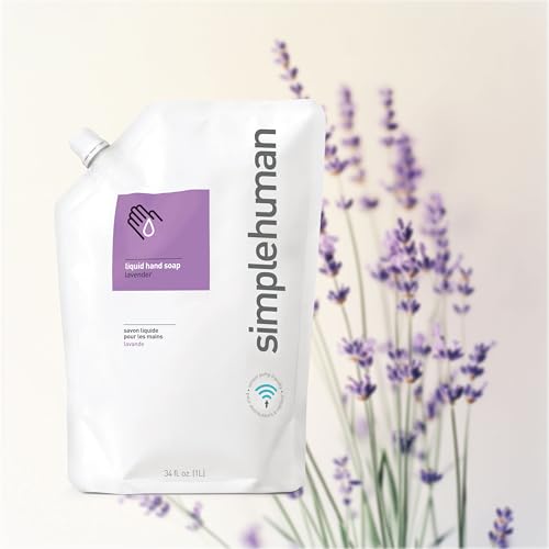 simplehuman Lavender Moisturizing Liquid Hand Soap Refill Pouch, 34 Fl. Oz. (Pack of 3)