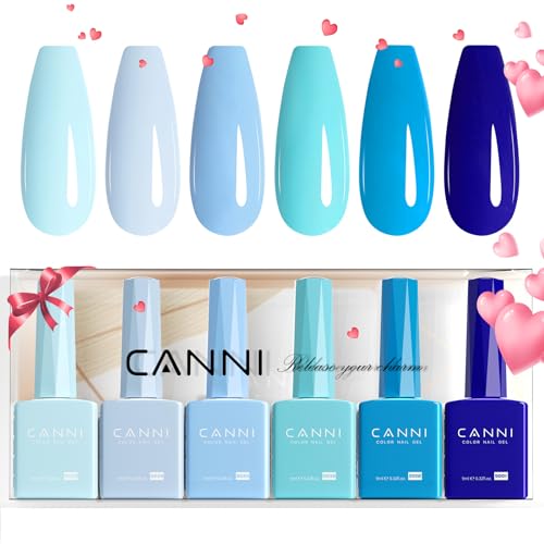 CANNI Navy Blue Gel Nail Polish Set - 6 Pack 9ml HEMA-Free Long Lasting Manicure (Variation: 2313-Blue Ocean)