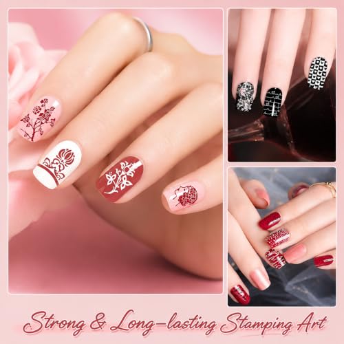 SEISSO Nail Stamping Polish Gel Set - 10 Vivid Colors, Long-Lasting, Easy to Use