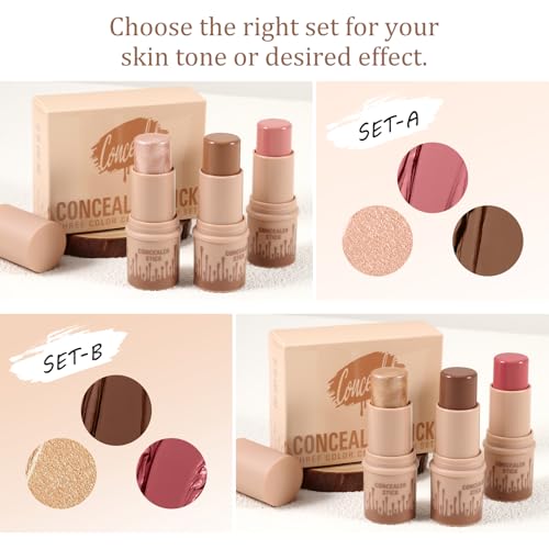 Boobeen 3-Stick Contour, Highlighter & Blush Set