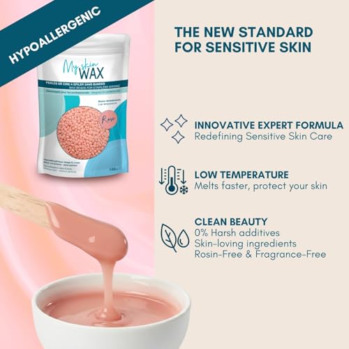 ? Hard Wax Beads Refill Bag for Hair Removal, 0.88 lb, Hypoallergenic & Rosin-Free Stripless Wax for Sensitive Skin, Coarse Hair, Bikini Brazilian, Face, Underarms, Legs, Chest ? Rose