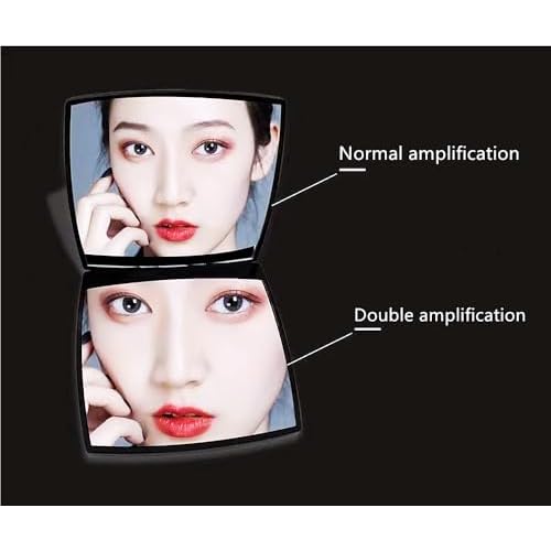 12 Pcs Fashion Compact Cosmetic Mirror, Elegant Compact Purses Makeup Mirror, Small Compact Mirror 2 x 1 Magnification, Square Compact Mirror, Perfect for Purses - Travel, Black
