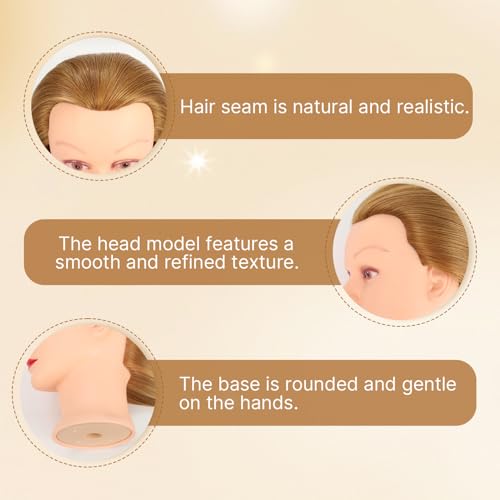 80% Human Hair Mannequin Head 28 inch with Table Clamp Stand