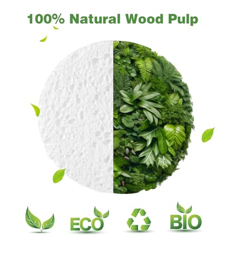 METUUTER Facial Sponges 50 Count - Natural Cellulose Face Exfoliator