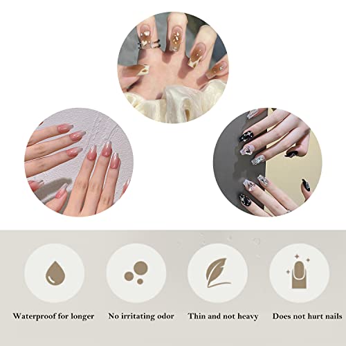 Press On Nails, Wedding False Nails,Reusable Nail Stickers, Artificial Glossy Fake Nails, Press on Fake Nails for Women/Girls(X-SMALL, Icy Eggshell)