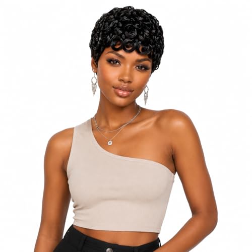 Glueless Pixie Cut Wig for Black Women - 100% Virgin Human Hair