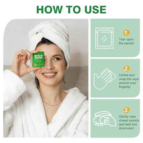 60PCS Tea Tree Oil Eyelid Wipes ? Individually Wrapped Eye Lid Cleaning Wipes£¬Soothing For Sensitive Eyes, Stay Hydrated Lid Wipe