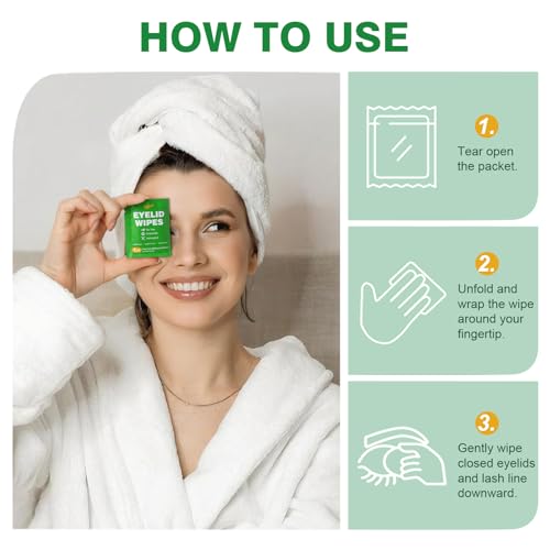 Tea Tree Oil Eyelid Wipes – 60 Individually Wrapped, Gentle for Sensitive Eyes