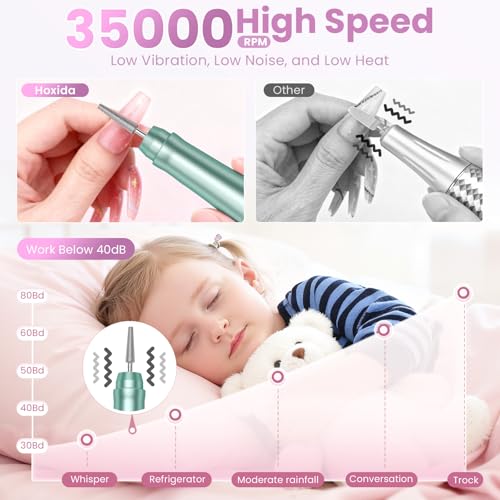 Hoxida Cordless Nail Drill 35000RPM Professional Electric Manicure Pedicure Kit
