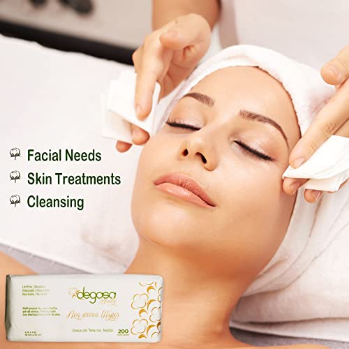 Esthetic Cosmetic Non-Woven Facial Wipes for Salon and Spa Use, Lint Free Essentials for Facial Treatments (Nonwovens Wipes 200 Count) (4"x 4")
