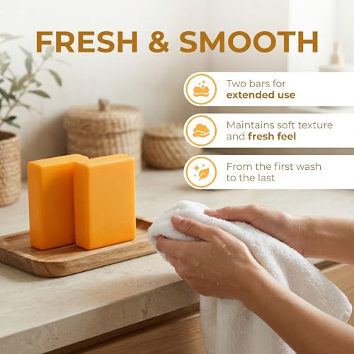 Turmeric Glow Soap 2pcs, Natural Handmade Face & Body Bar, Supports Smooth, Fresh-Looking Skin ? for All Skin Types