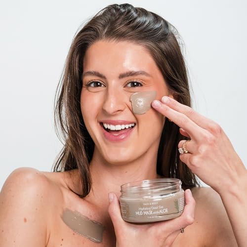 Deluvia Hydrating Dead Sea Mud Mask with Aloe for Face and Body, Gentle Exfoliation, Acne Treatment (11oz)