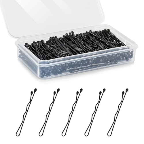 150 Count Mini Bobby Pins 1.38 inch Black with Storage Box