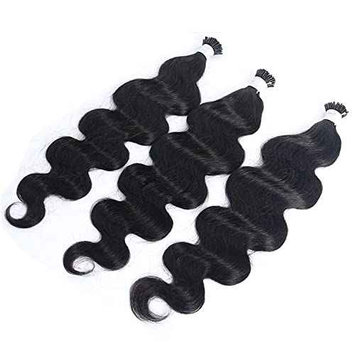 I Tips Body Wave Microlink Human Hair Extensions Brazilian 100% Real Human Hair Bundles Itips Micro Beads Body Wave Bulks Pre Bonded Keratin Stick Tipped Hair Extensions 100 Strands 100g 24"