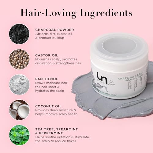 Unwash Charcoal Detox Scalp Scrub - Exfoliating Hair & Scalp Treatment, 8.82 oz