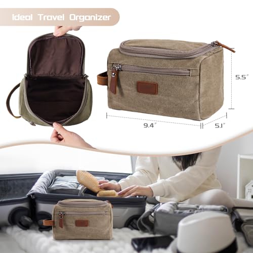 Canvas Dopp Kit Bag for Men - Water-Resistant Travel Toiletry Organizer