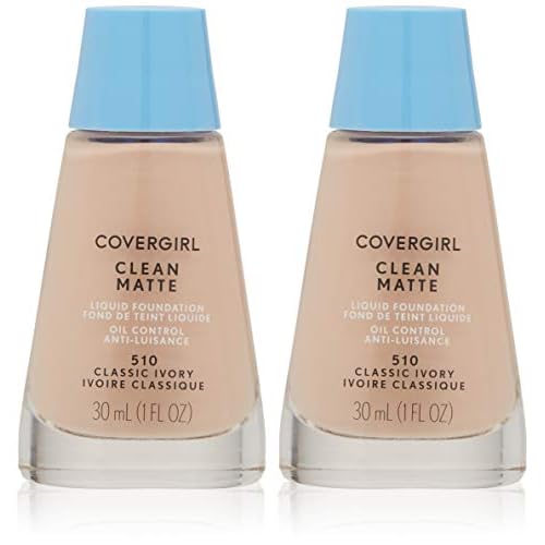 CoverGirl Clean Oil Control Liquid Makeup, Classic Ivory (W) 510, 1.0-Ounce Bottles (Pack of 2)