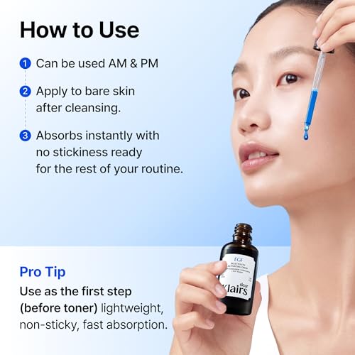 DearKlairs Korean EGF Serum ? Blue Youth Activating Drop with EGF Peptides and Guaiazulene, Repairing Serum for Redness and Blemish-prone Skin, Visibly Fades Post-Blemish Marks, 0.33 Fl Oz