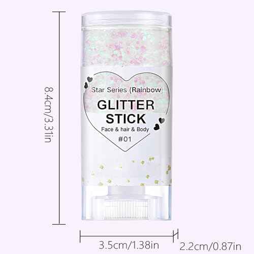 Rainbow White Hair Glitter Stick,Mermaid Fairy Costume Body Face Glitter, Singer Concert Halloween Star Glitter Makeup for Kids and Women,Waterproof Sequins Rave Accessories White Face Paint