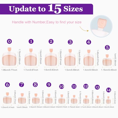 Teenitor Press on Toenails 240pc 15 Sizes French Tip Toe Nails