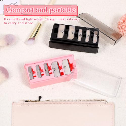 2-Pack 5-Hole Cosmetic Pencil Sharpener with Lid for Eyeliner & Lip Liner