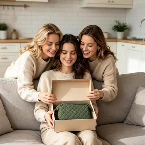 Wudygirl Puffy Padded Makeup Bag Olive Green | Travel Cosmetic Pouch