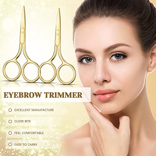 5 Pieces Small Straight Tip Nose Hair Scissor for Grooming, Stainless Steel Multi-Purpose Beauty Grooming Scissors for Facial Hair Removal and Hair Mustache Beard Eyebrows Ear Nose Trimming (Gold)