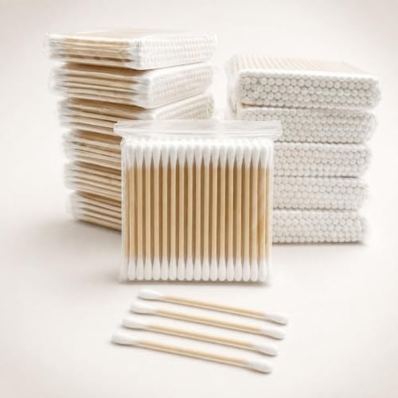 100 Eco-Friendly Cotton Swabs with Wooden Sticks for Personal Care