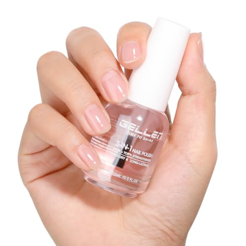 GELLEN 3-in-1 Clear Nail Strengthener Polish & Top Coat with Keratin