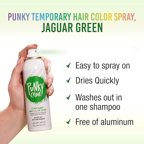 Punky Jaguar Green Temporary Hair Color Spray, 3.5 oz