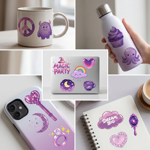 96 Piece Purple Temporary Tattoos for Kids | Waterproof Kawaii