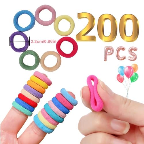 200 Pcs Soft Cotton Baby Hair Ties Set - Multicolor Ponytail Holders for Toddler & Kids