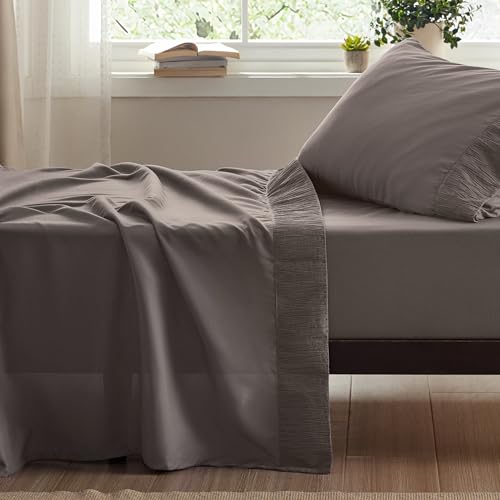 Bedsure Twin Sheets Set - Soft Twin Bed Sheets, 3 Pieces Hotel Luxury Taupe Sheets Twin, Easy Care Polyester Microfiber Cooling Bed Sheet Set