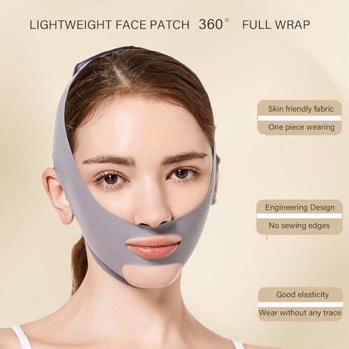 MASIKA Grey Chin Strap for Sleeping V-Line Face Lifter, Double Chin Shaper