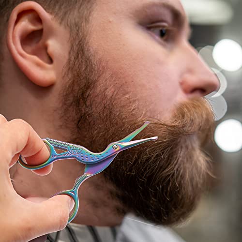Nose Hair Scissors Rounded Tip Facial Hair Scissors Blunt Tip for Eyebrows Mustache, Eyelashes, Beard Trimming (Rainbow)