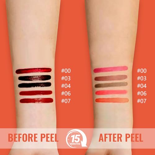 Vevivia 2pcs Lip liner Stain Peel Off,2-in-1 Lip Liner with Tweezer,Lip Stain Waterproof Long Lasting,Non-Fading Peel Off Lip Color,Stay On All Day,Perfect for Gift (Nude+Rose)