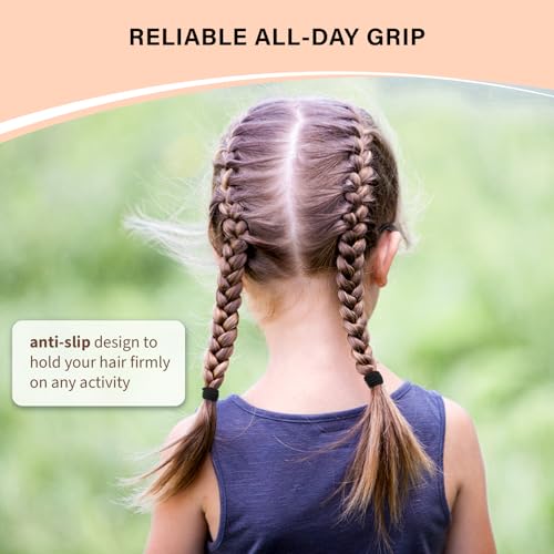 100 Small Black Hair Ties - Elastic Bands for Kids & Women