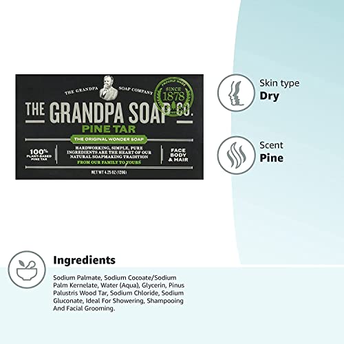 Grandpa's Soap Pine Tar 4.25 oz (Pack of 4)