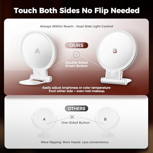 1X/30X Lighted Makeup Mirror, Rechargeable, 3-Color Modes