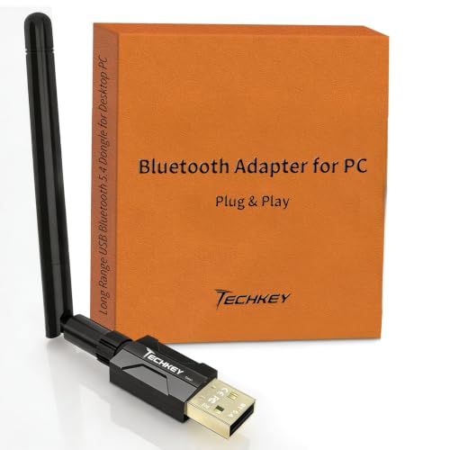 Techkey USB Bluetooth 5.4 Adapter - 500ft Long Range Dongle