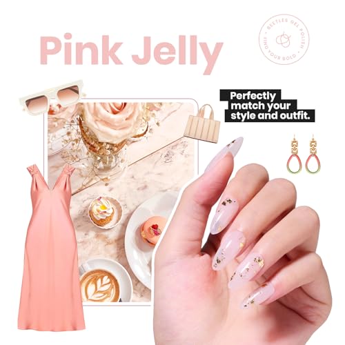 Beetles Nail Concealer 2-in-1 Light Pink Jelly Nail Polish for Strength & Growth - Pink Jelly